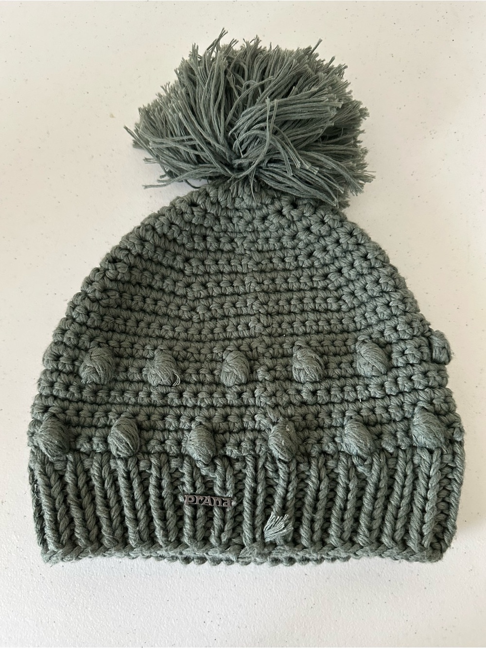 Prana Pom-Pom Knit Beanie Hat - Sage Green NWOT